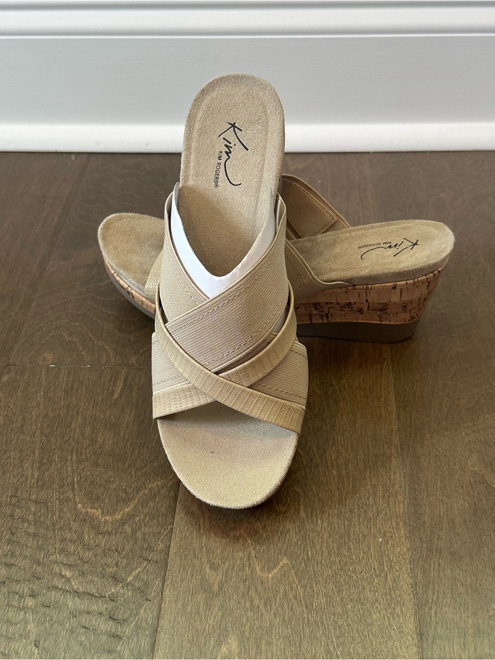 Kim Rogers NWOB Wedges - Neutral Beige Cork Crossband Slip-On